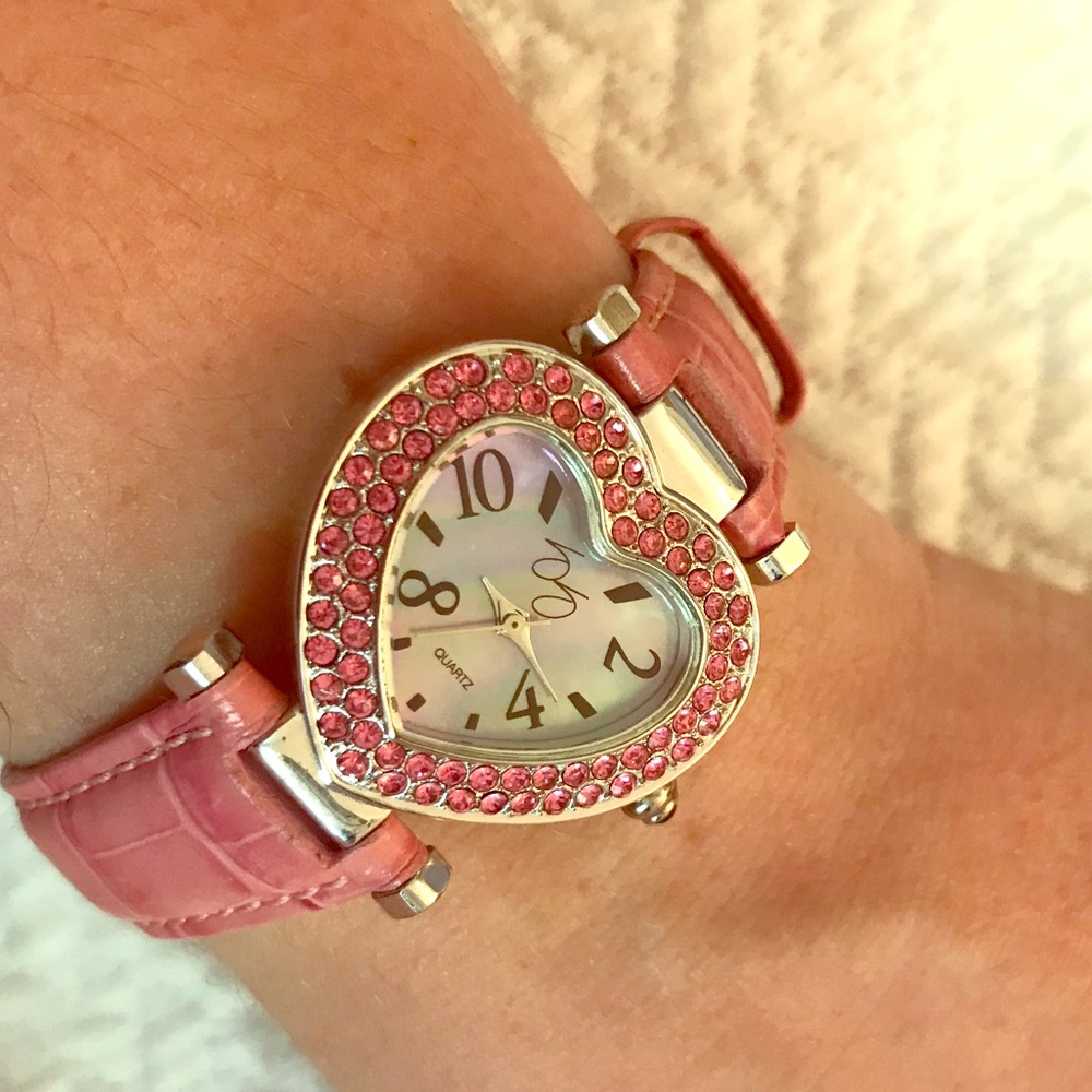 💕Rhinestone Pink Heart Watch 💕